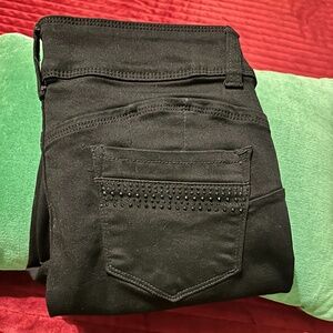 Sandpiper Black Jeans with Black Rhinestones Size 4 Petite